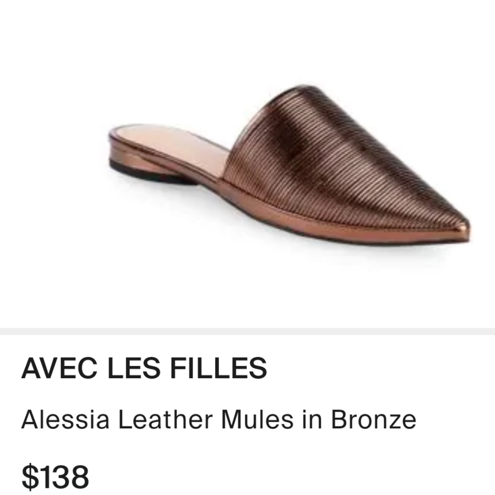 🎉 Avec les Filles Alessia Leather Bronze Mules. SIZE 6 - Picture 2 of 7